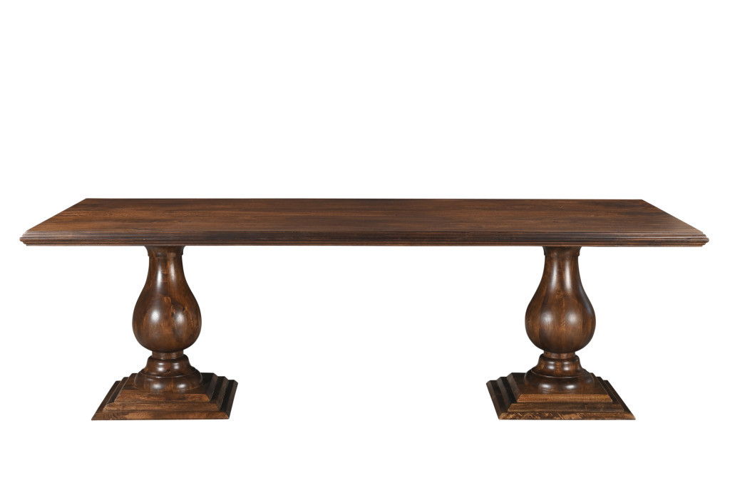 96" Wood Double Pedestal Base Dining Table - Dark Brown