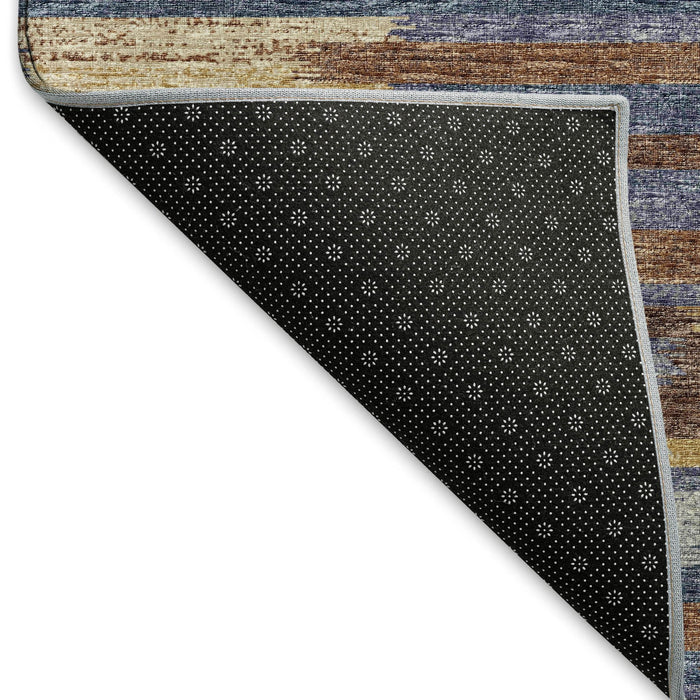 10' X 14' Abstract Washable Area Rug With UV Protection (644928) - Blue / Gold / Brown