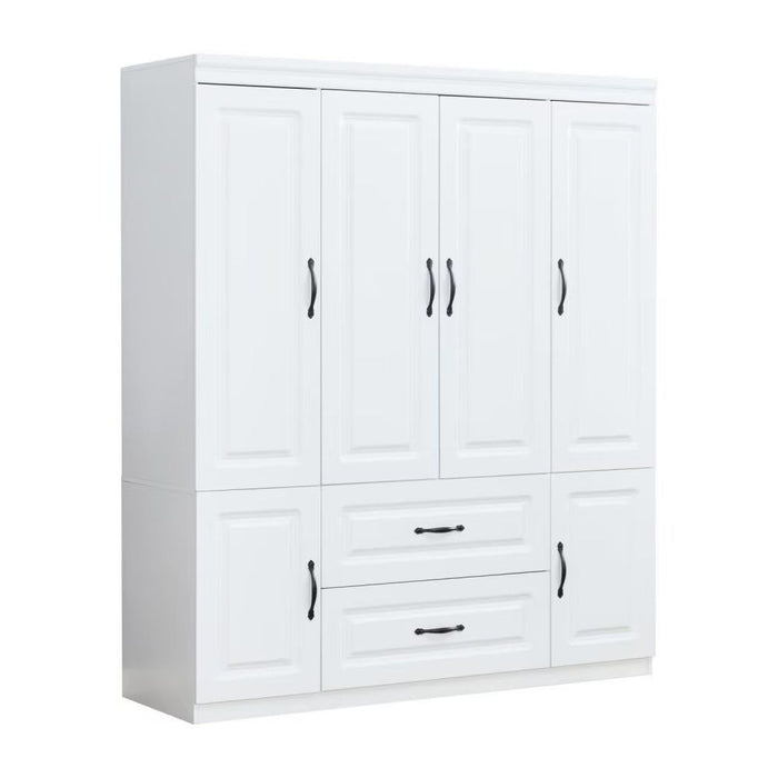 72" Six Door Two Drawer Combo Dresser - White