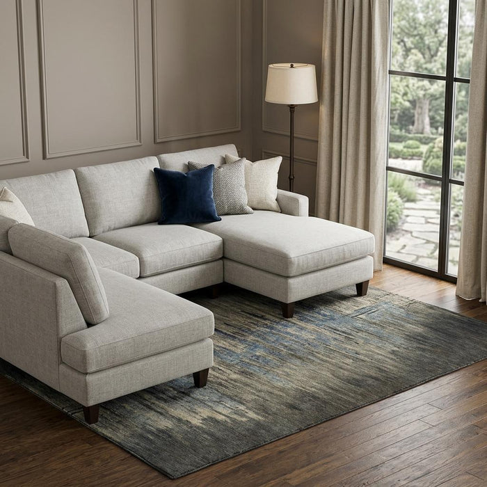 10' X 14' Abstract Washable Area Rug With UV Protection (692817) - Coffee / Navy Blue
