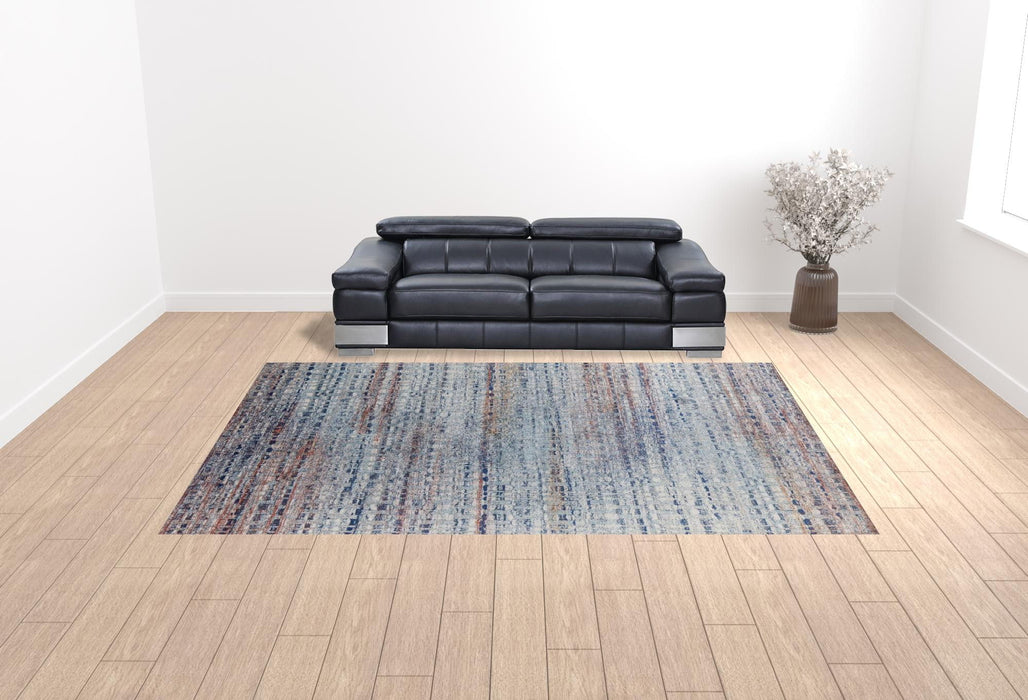 10' x 14' Abstract Power Loom Stain Resistant Area Rug - Blue Ivory And Orange