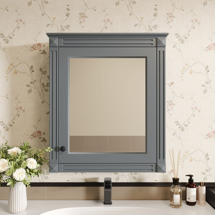 Giga wall-mounted bathroom medicine cabinet with mirror and adjustable shelf for organized toiletries and storage.