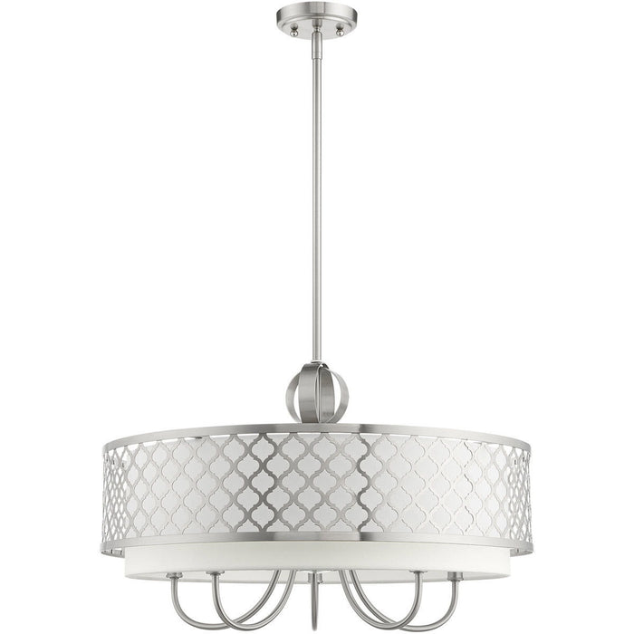 18" 6 Light Dimmable Chandelier With Shades - Nickel