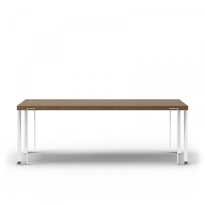 Wood Stainless Steel Dining Table - Brown / Silver