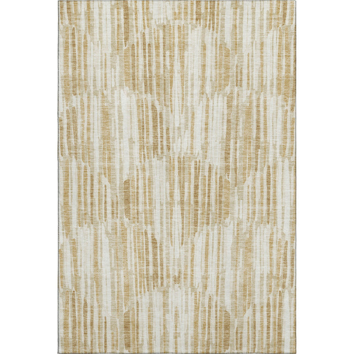 8' X 10' Abstract Washable Area Rug With UV Protection - Gold / Beige
