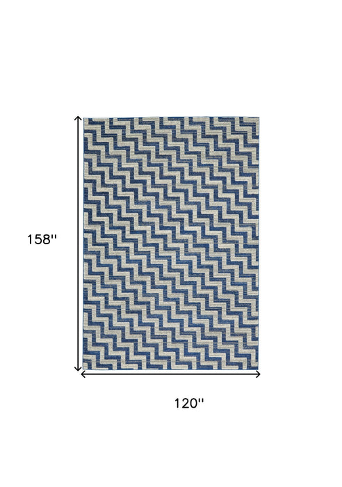 10' x 13' Chevron Power Loom Area Rug - Blue And Gray