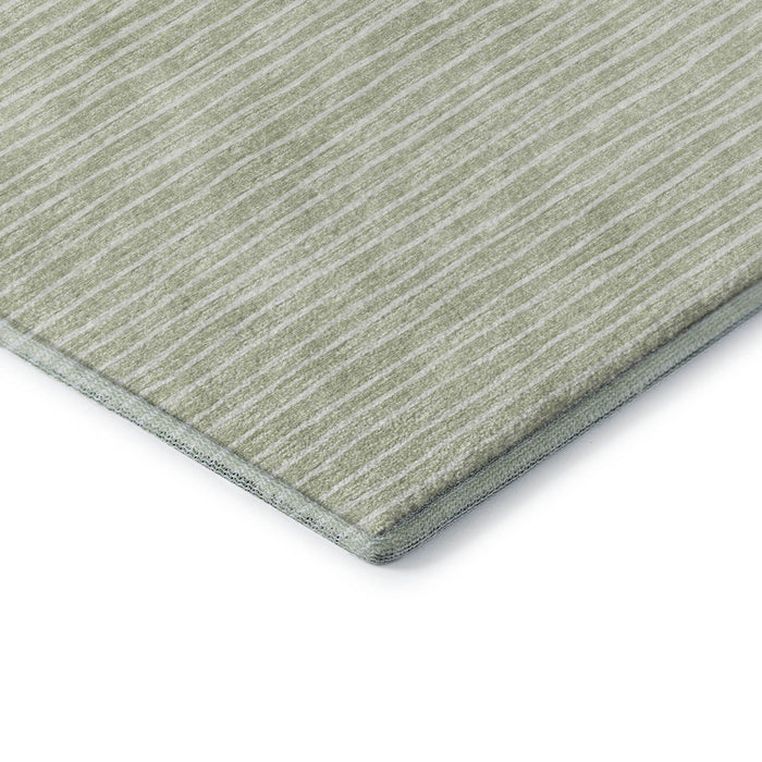 9' X 12' Striped Washable Area Rug With UV Protection (645210) - Light Gray / Ivory