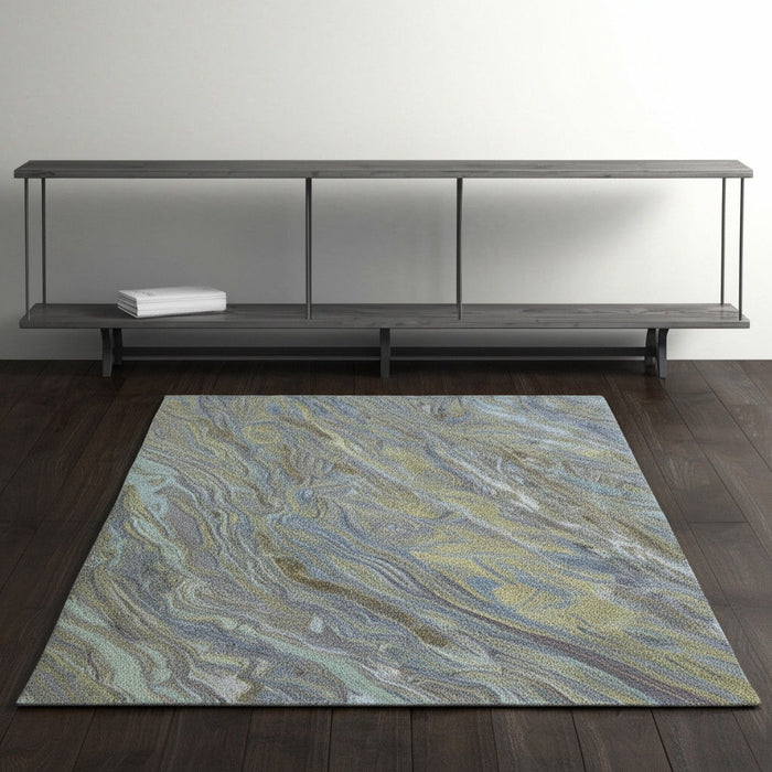 4' X 6' Abstract Hand Tufted Area Rug - Blue / Gray