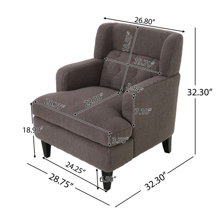 Giga upholstered accent armchair with tufted backrest, modern design, ideal for living room or bedroom seating.