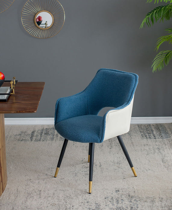 Set of two blue Giga side chairs with sleek modern design, ideal for living rooms, bedrooms, kitchens, or vanity spaces.