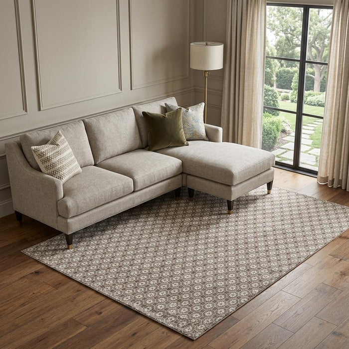 10' X 14' Geometric Washable Area Rug With UV Protection (693672) - Taupe / Brown / Ivory