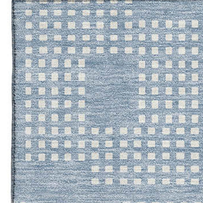 10' X 14' Geometric Washable Area Rug With UV Protection (670742) - Sky Blue / Ivory