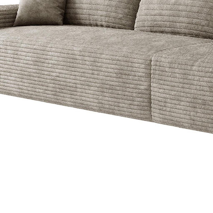 168" Corduroy Modular Compression Foam Sofa With Toss Pillows - Camel