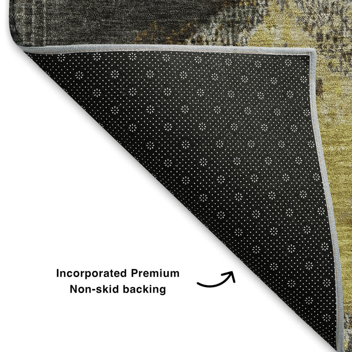 10' X 14' Abstract Washable Area Rug With UV Protection (699676) - Brown / Gray / Gold