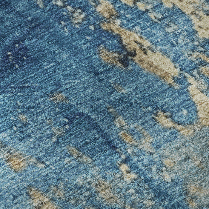 10' X 14' Abstract Washable Area Rug With UV Protection (701443) - Blue / Gold