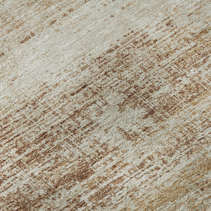 10' X 14' Abstract Washable Area Rug With UV Protection - Copper And Beige