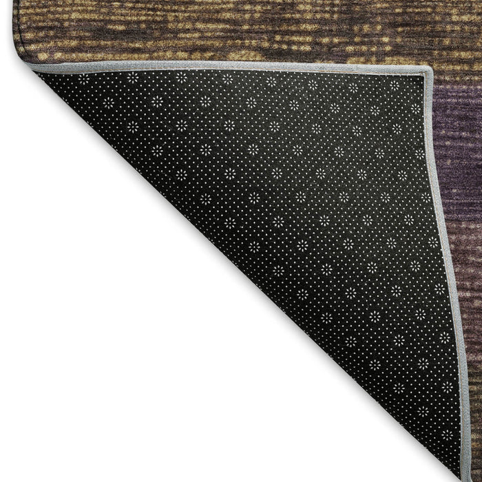 10' X 14' Striped Washable Area Rug With UV Protection (694472) - Brown / Plum / Gold