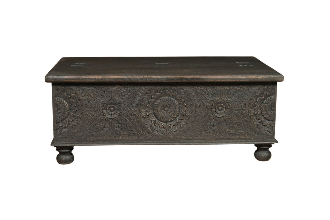 Solid Wood Distressed Lift Top Coffee Table - Black