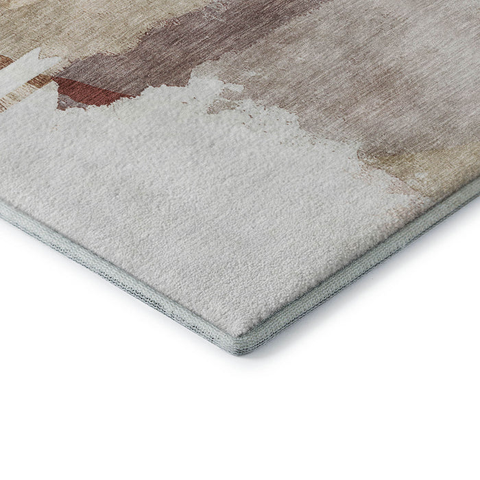 10' X 14' Abstract Washable Area Rug With UV Protection (715399) - Terra Cotta / Ivory