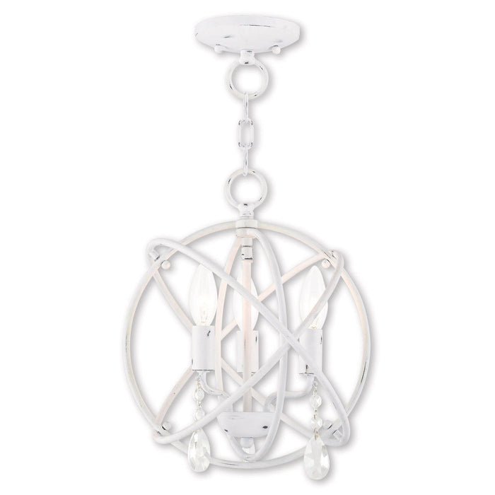 14" Three-Light Dimmable Chandelier With Shades - White