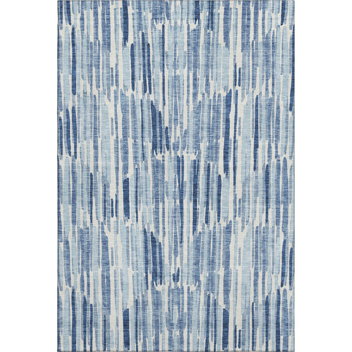 10' X 14' Abstract Transitional Washable Area Rug With UV Protection - Blue And Ivory