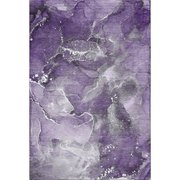 8' X 10' Abstract Washable Area Rug With UV Protection (647246) - Purple / Ivory