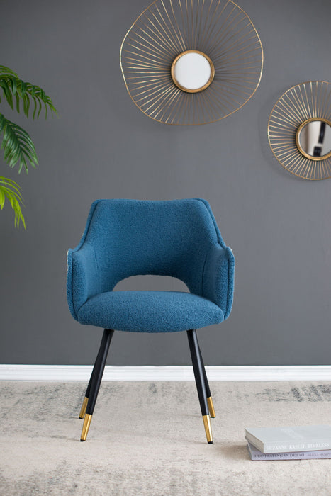Set of two Giga blue side chairs for living room, bedroom, or vanity with modern accent design and soft fabric upholstery.