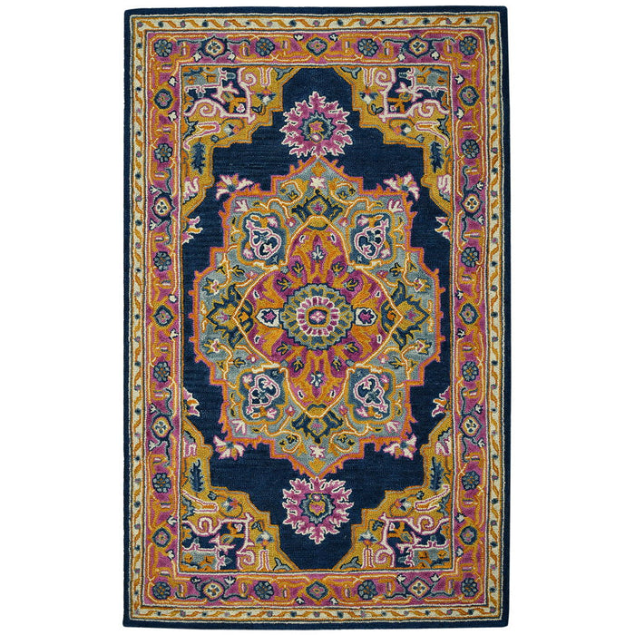 8' X 10' Wool Medallion Hand Tufted Area Rug - Blue And Brown