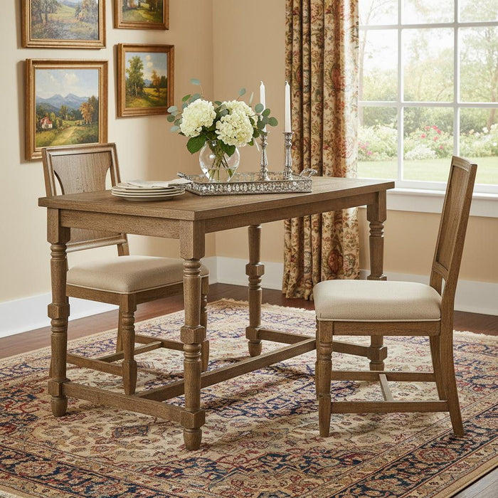 54" Wood Trestle Base Dining Table - Oak