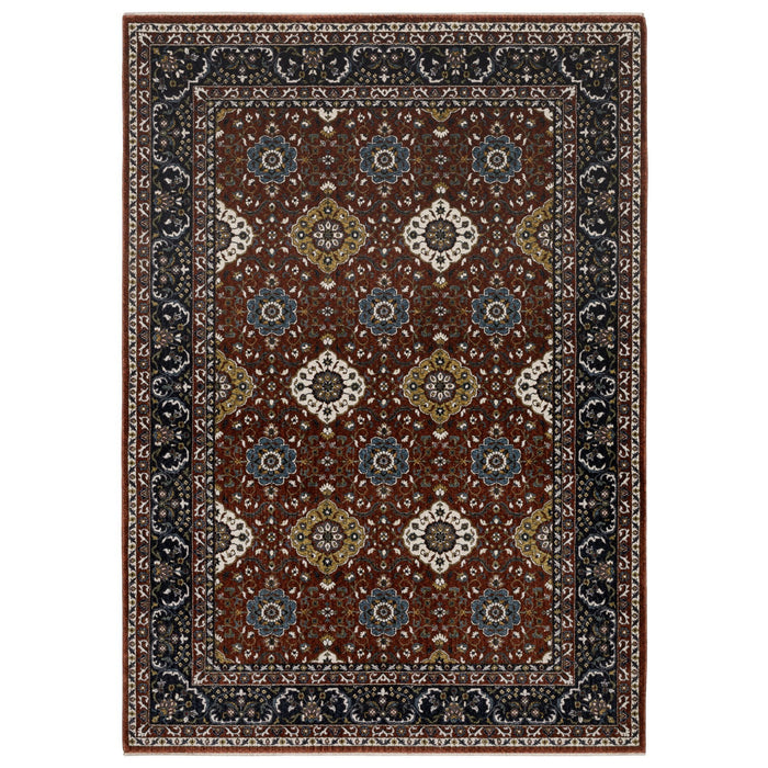 10' X 13' Traditional Medallion Area Rug With Fringe - Red