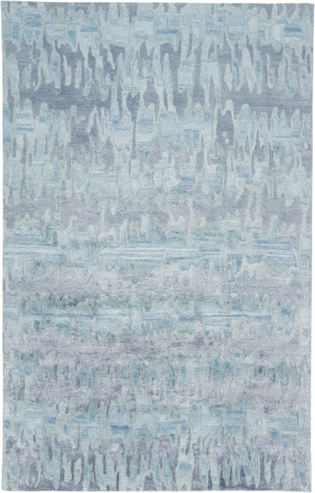 5' x 8' Abstract Tufted Handmade Area Rug - Blue Green And Gray