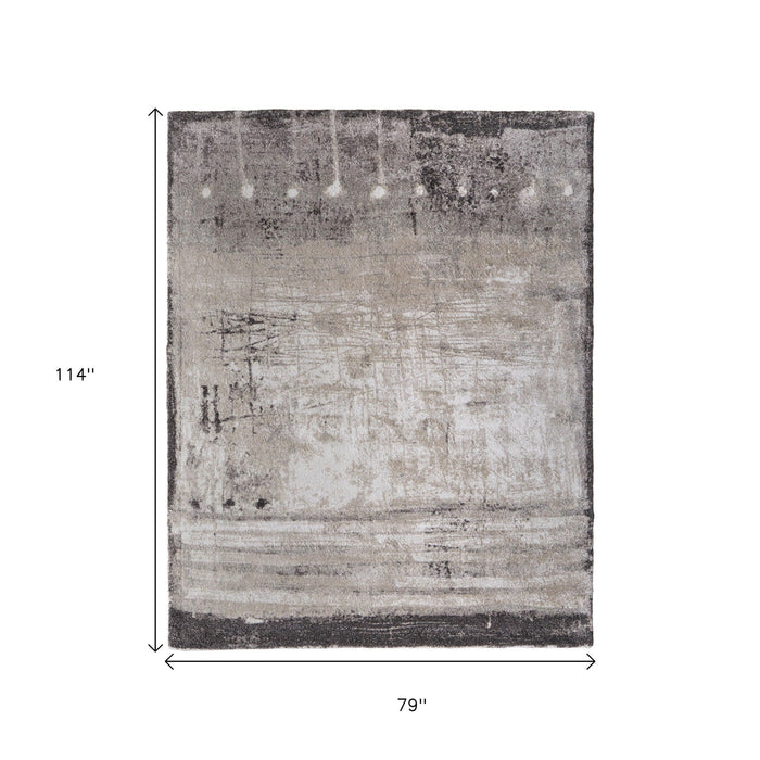 10' X 7' Abstract Distressed Area Rug - Gray / Taupe