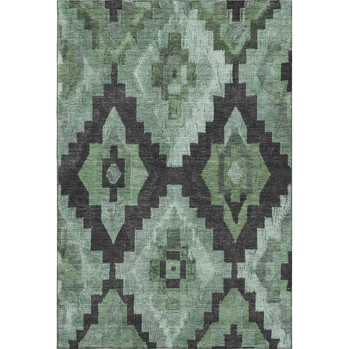 10' X 14' Washable Area Rug With UV Protection (707221) - Green / Gray