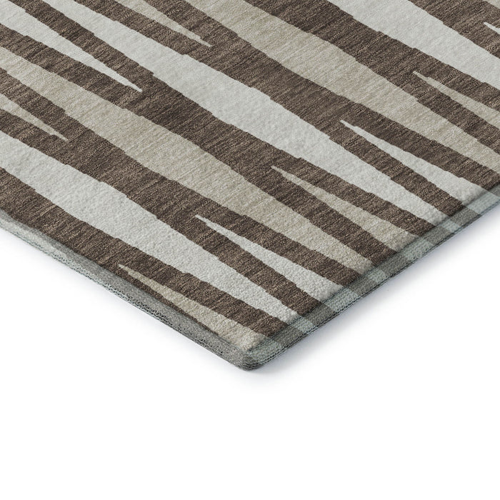 10' X 14' Geometric Washable Area Rug With UV Protection (670039) - Brown / Ivory