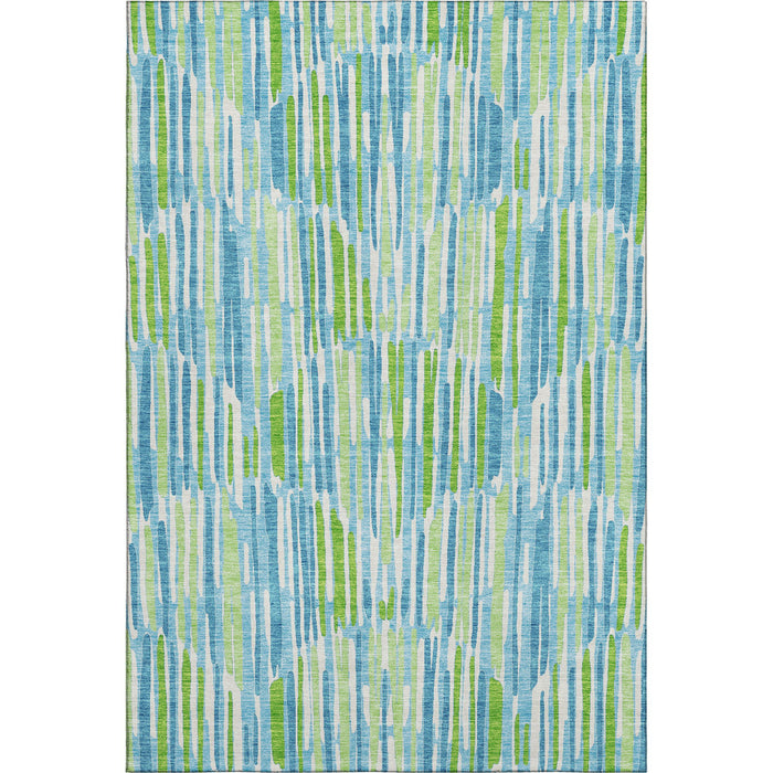 10' X 14' Abstract Washable Area Rug With UV Protection - Aqua