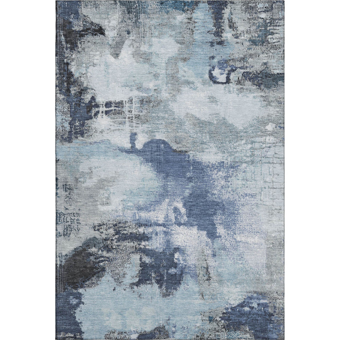 10' X 14' Abstract Washable Area Rug With UV Protection (699682) - Blue / Ivory / Gray