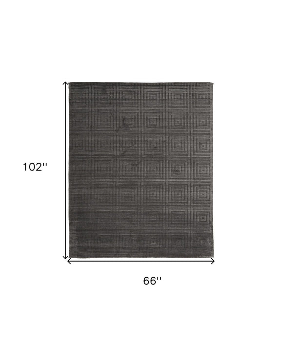 5' x 8' Geometric Hand Woven Area Rug - Gray