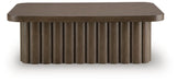 Rectangular cocktail table from Signature Design by Ashley® with a sleek wooden finish and modern design.