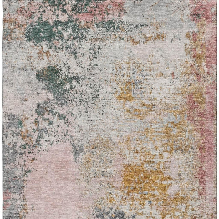 10' X 14' Abstract Washable Area Rug With UV Protection (717068) - Pink / Copper