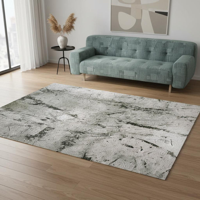 6' X 8' Abstract Washable Area Rug With UV Protection (609943) - Green / White