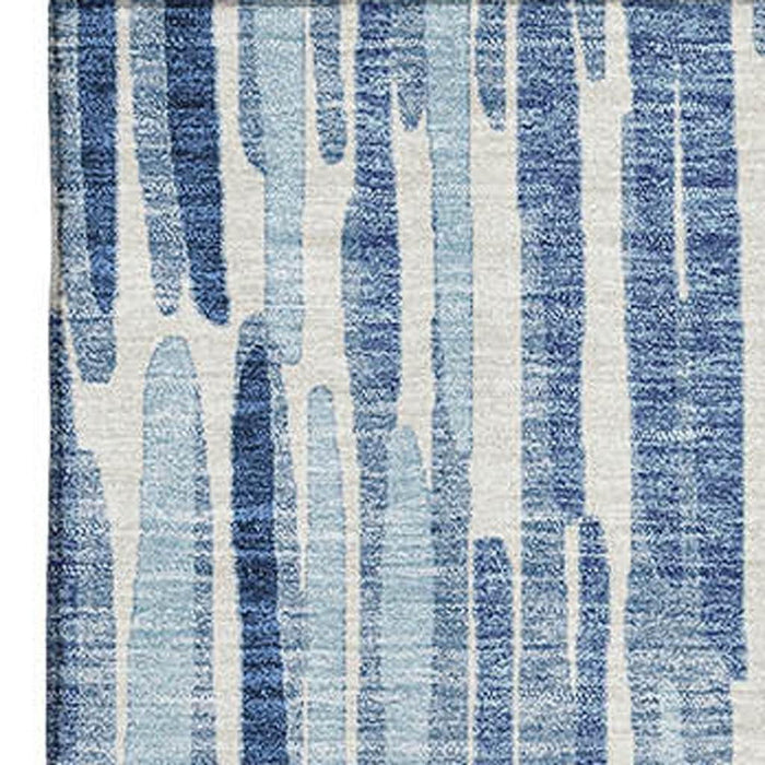 10' X 14' Abstract Transitional Washable Area Rug With UV Protection - Blue And Ivory