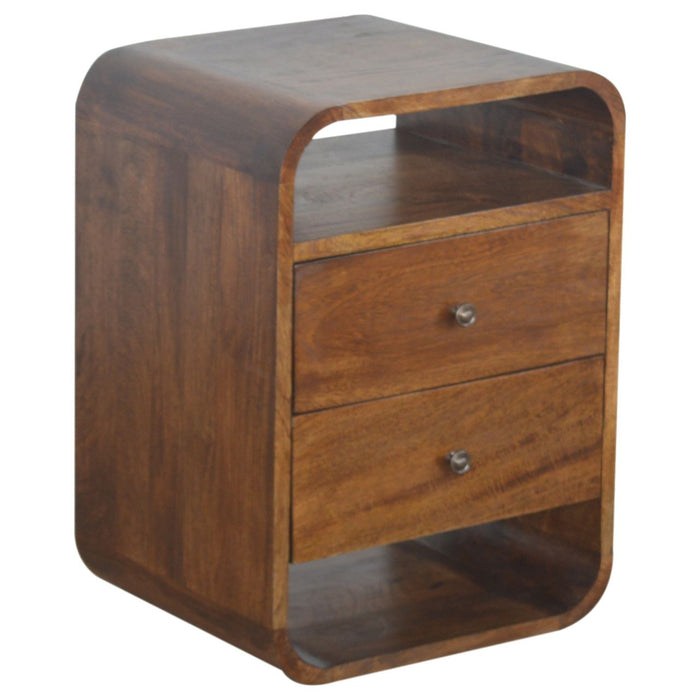 22" Wood Two Drawer Nightstand - Chestnut