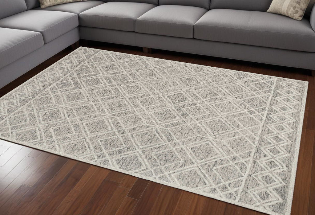 9' x 12' Hand Tufted Diamond Pattern Indoor Area Rug - Sand Beige