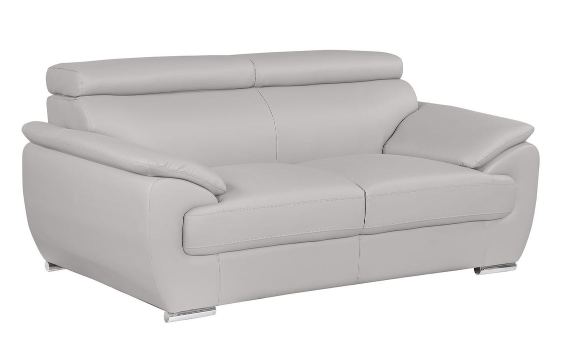 Leather Loveseat (720579) - Light Gray / Silver