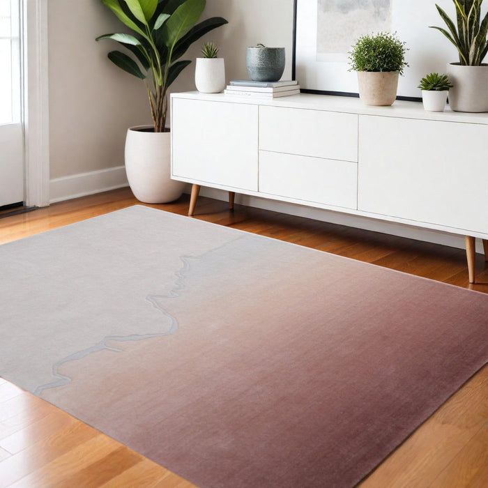 4' X 6' Ombre Hand Tufted Area Rug - Pink And Ivory