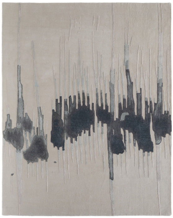 4' x 6' Abstract Hand Tufted Area Rug - Gray Ivory And Blue