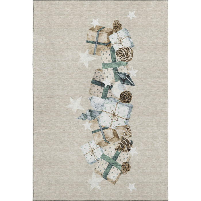 10' X 14' Geometric Washable Area Rug With UV Protection (702347) - Beige / Blue / Ivory