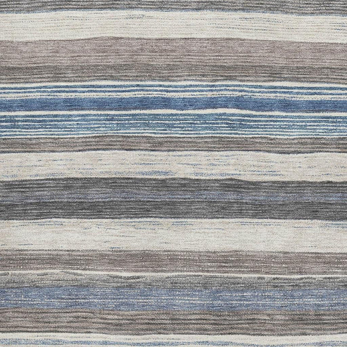 10' X 14' Striped Washable Area Rug With UV Protection (697692) - Denim Blue / Ivory / Gray