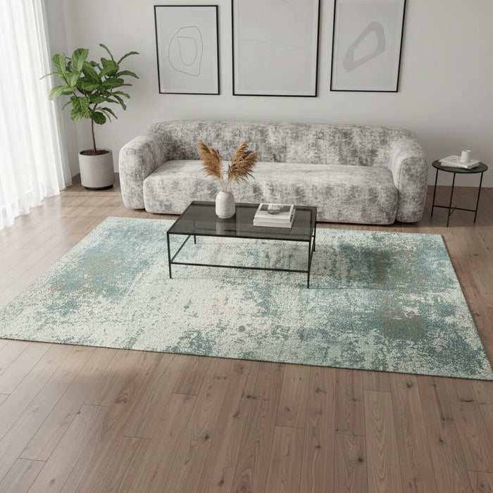 6' X 8' Abstract Washable Area Rug With UV Protection (609881) - Green / White / Gray