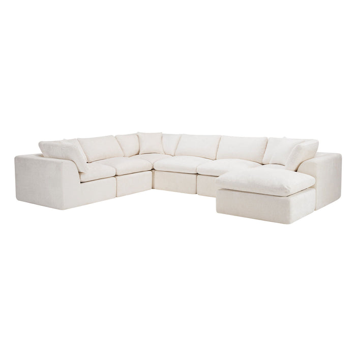Chenille Modular Sofa Chaise With Ottoman Toss Pillows (725206) - Beige